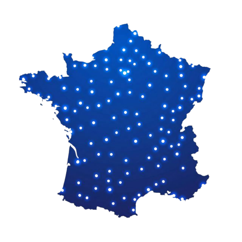 Carte de France affichant nos 80 agences locales
